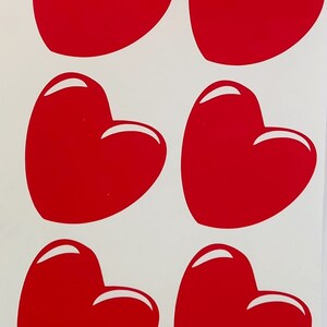 25 x Rote niedliche Herz Sticker - Bastelverzierung Valentinsliebe 0,5&quot; - 3&quot; hoch - Du wählst Größe