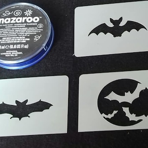 Bat face painting stencil set including 3  different stencils & black Snarazoo face paint Halloween
