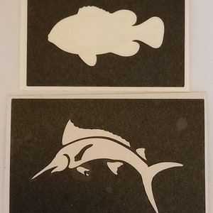 Vis thema stencils voor etsen op glas (2 design mix) hobby ambacht aanwezig geschenk zee oceaan marlijn Nemo