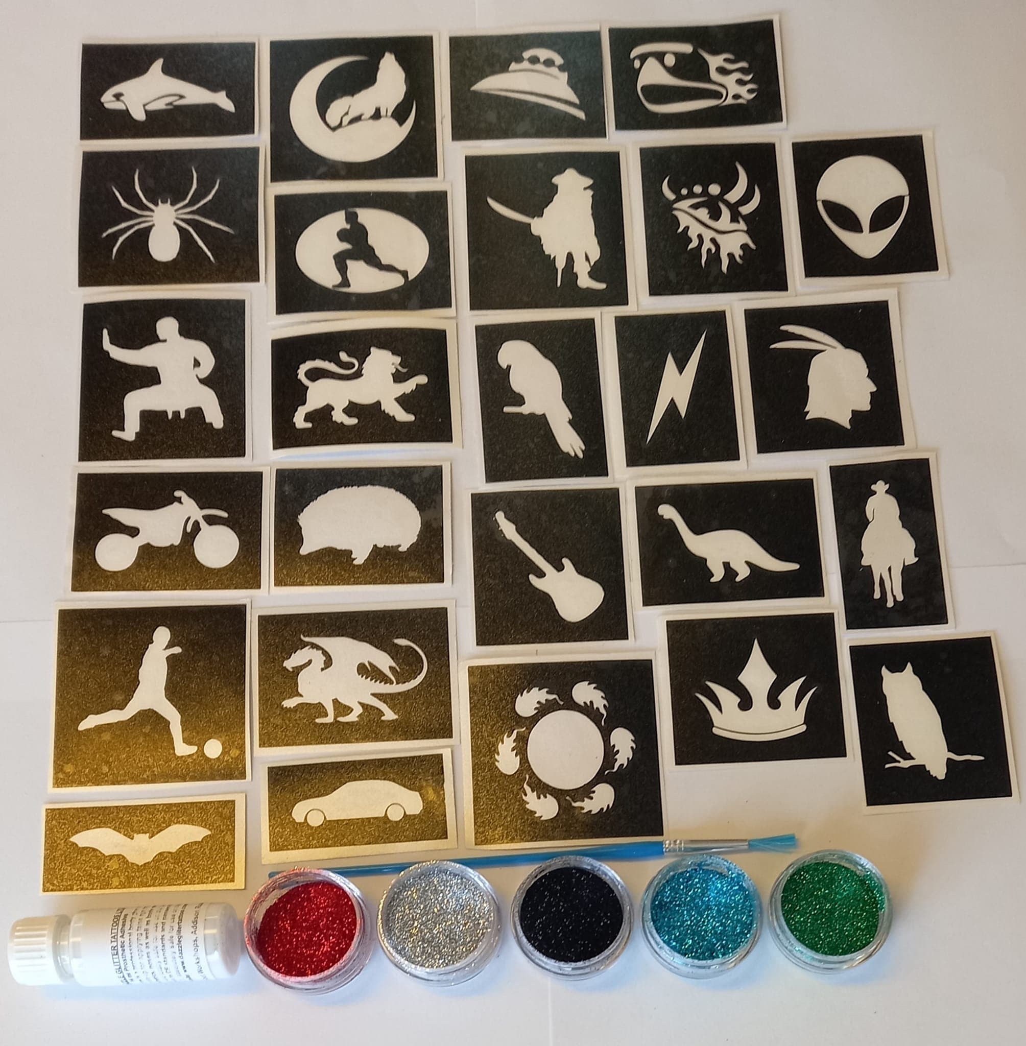 Boys Themed Glitter Tattoo Set Incl. 50 X Mini Size Boys Themed Mixed  Stencils + Glitter + Glue - Etsy, image size:2009x2048