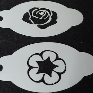 2 x fleur de rose peinture faciale pochoirs carte murale de fabrication de jardinerie