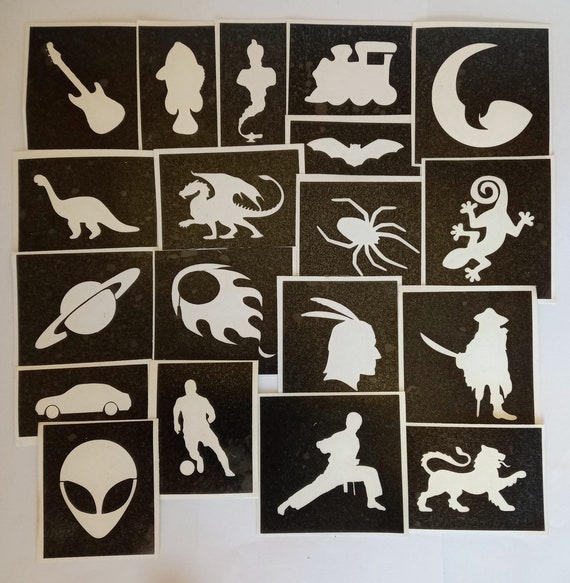 Boys Themed Mini Small Stencils for Glitter / Airbrush Temporary Tattoos  Pick as Many as You Want From Drop Down Menu 