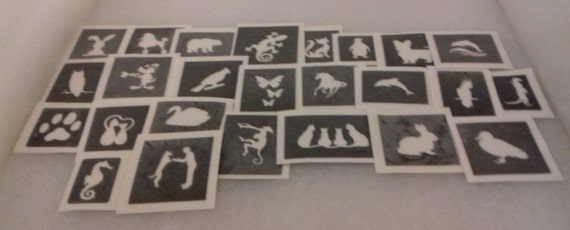 Cute & Funny Animals Mini Small Stencils for Etching on Glass 