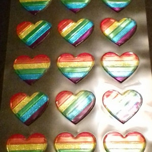 15 x pegatinas de adorno arco iris corazón artesanía hobby tarjetas de felicitación autoadhesivas mantenerse a salvo