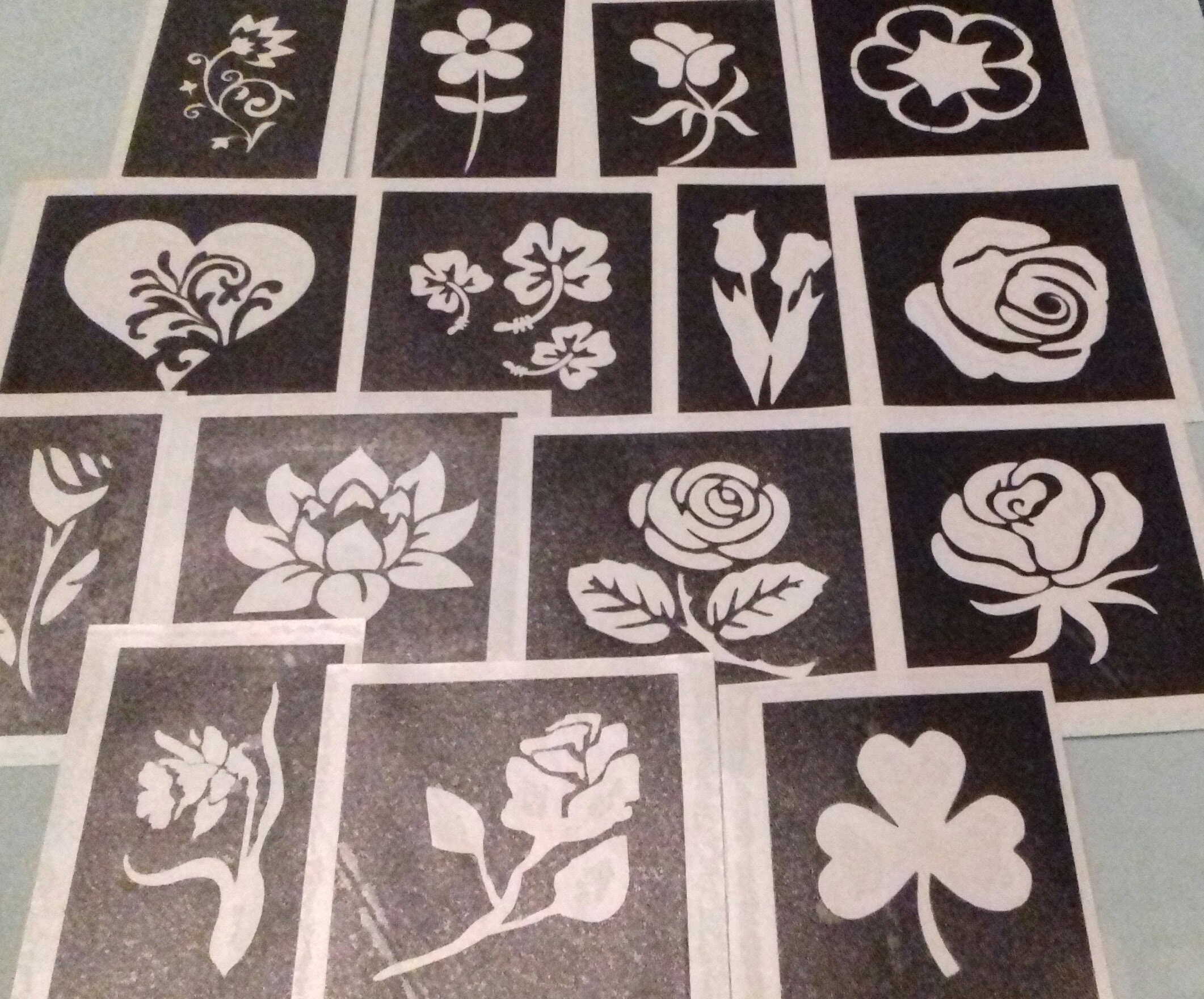 Flower themed stencils for etching on glass (mixed) craft hobby present  etch