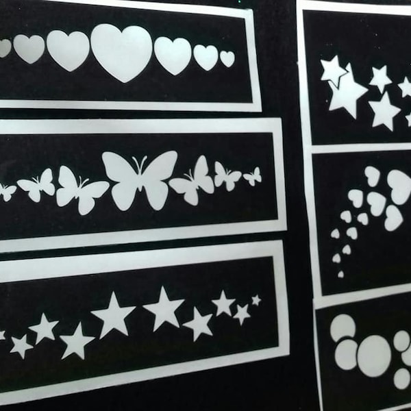 Bracelet & face mixed pattern stencils for festivals - glitter tattoos / airbrush / festivals Lollapalooza Bonnaroo IOW Reading Rewind