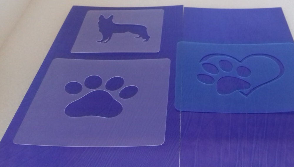 3 X Face Painting Stencils Dog / Dog Paw / Dog Paw in Heart Face ...
