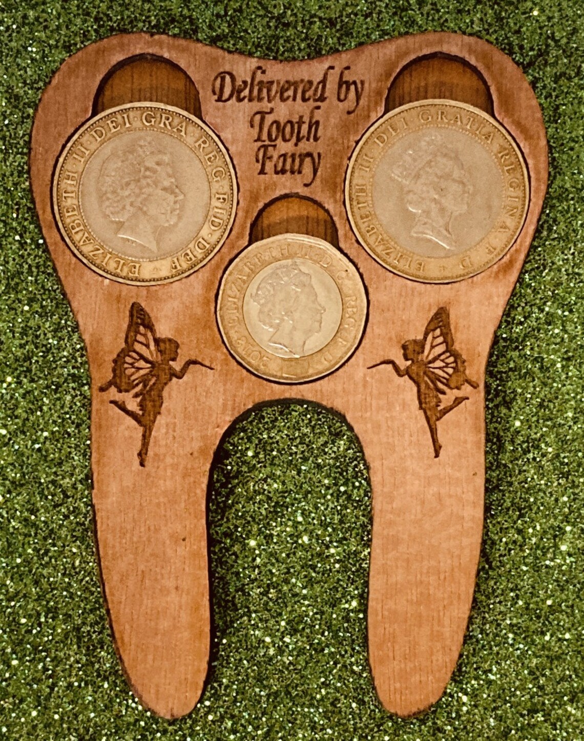 Child's name Tooth fairy coin holder Bespoke tooth shaped Etsy