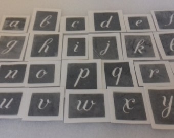 Small Alphabet lower case letter stencils for etching glass Mixed letters 26 - 300