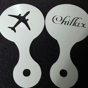 Plane & Chillax coffee cup stencils   reusable tourism airplane airport Chill Relax