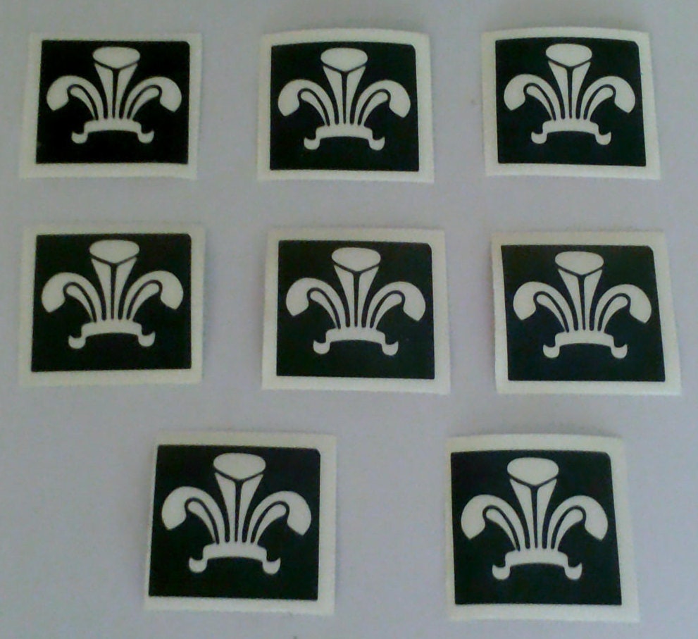 Image of 10 - 100 Welsh Three Feather Stencils For Etching On Glass. Brilliant Special Gift Wales Rugby Football World Cup Euros