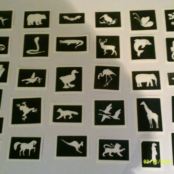 Animal themed stencils for etching on glass (mixed) meerkat monkey dolphin swan horse cat dog