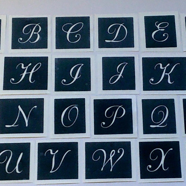 10 x Alphabet capital letter stencils for etching glass 1" high