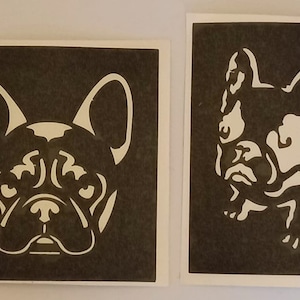 10 x Frenchie hond gezicht stencils voor etsen op glas (2 design mix) Franse bulldog