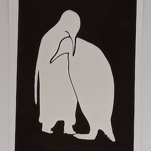 10 - 100 pingouins câlinant des pochoirs pour la gravure sur verre oiseau de l’Antarctique