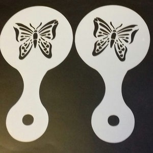 2 x Schmetterling Kaffeetasse Schablonen wiederverwendbar Geschenk für Geldbeschaffung Café Schmetterlinge Insekten