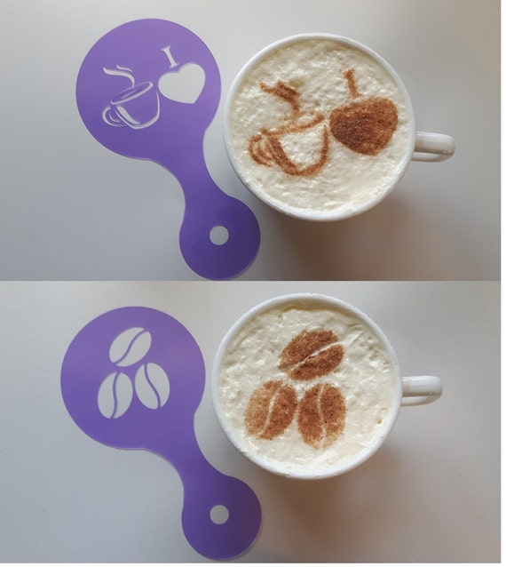 2 x Smiley face coffee cup//cappuccino stencils reusable present gift