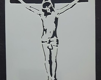 Jesus Christ on the cross stencil sheets for wall & greeting card reusable Mylar 350 micron  Easter Christmas