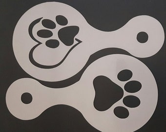 2 x paw coffee cup stencils (paw & paw in heart) reusable many times present gift fundraising  cappuccino Crufts