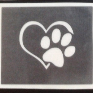 Poot in hart stencils voor etsen op glazen hond dier Crufts hobby commerative