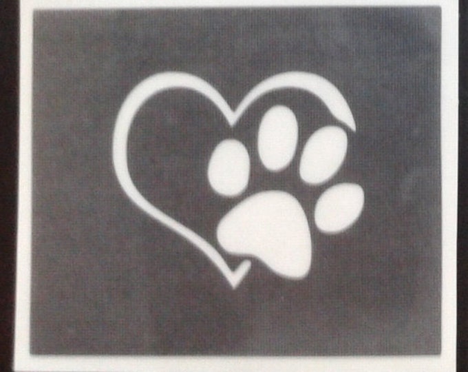 Paw in Heart Stencils for Etching on Glass Dog Animal Crufts Hobby ...