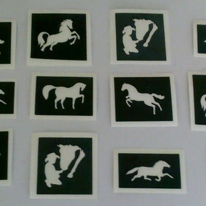 Pferde Schablonen für Glitzer und Airbrush temporäre Tattoos - wähle so viele wie du möchtest von Drop Down Menü Pferde Pony Hufeisen