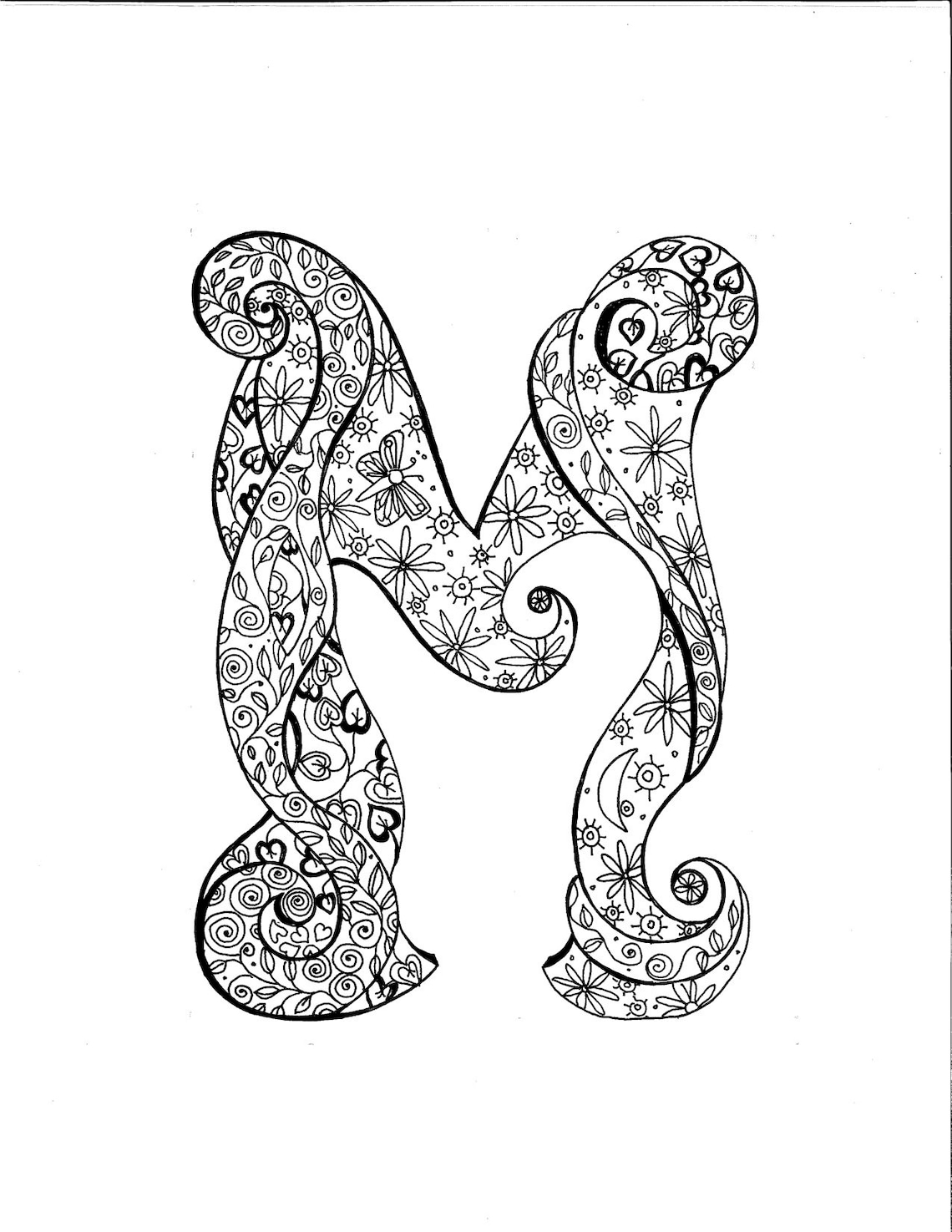 WHIMSICAL Letters to Illuminate or Color | Etsy