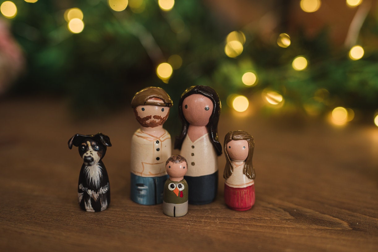Custom Peg doll family, cake topper, housewarming gift, family frame,…