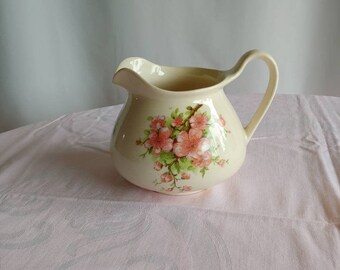 1940s English creamer cherry blossoms pitcher Solian pink floral