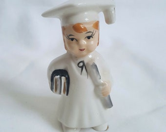 RARE Vintage 1960s J.L. Co. Ceramic Graduate Student Girl School Japan 4"