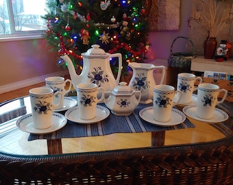 Adams Baltic English Ironstone Irish coffee set 16 piece blue and white collectible Wedgewood group