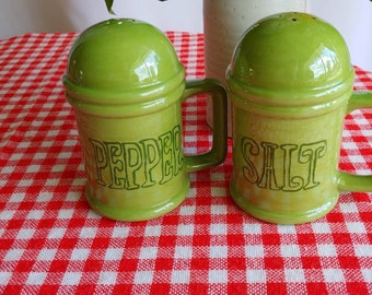 70s Retro kitsch salt and pepper shakers lime green