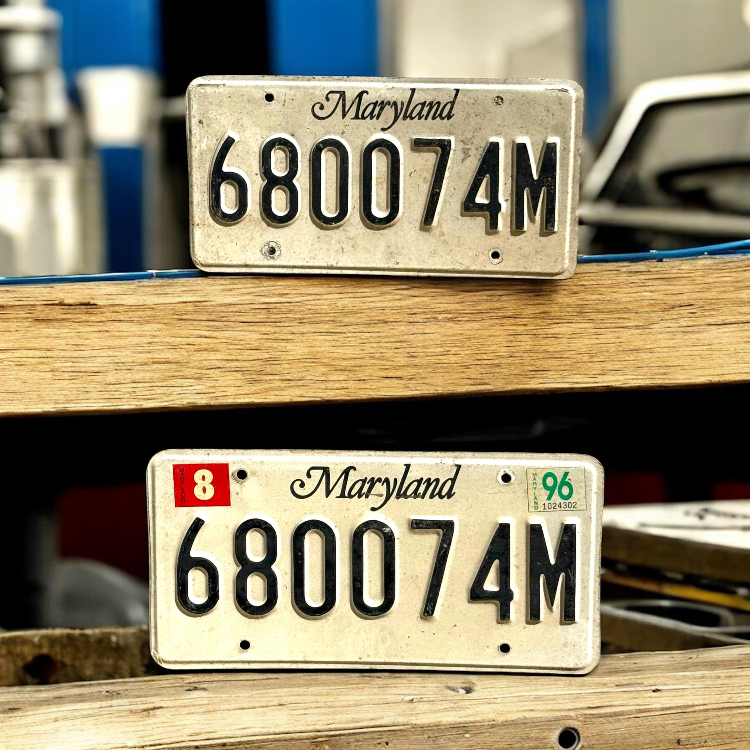 Pair of Vintage Maryland License Plates, 680074M, Matching 1990s