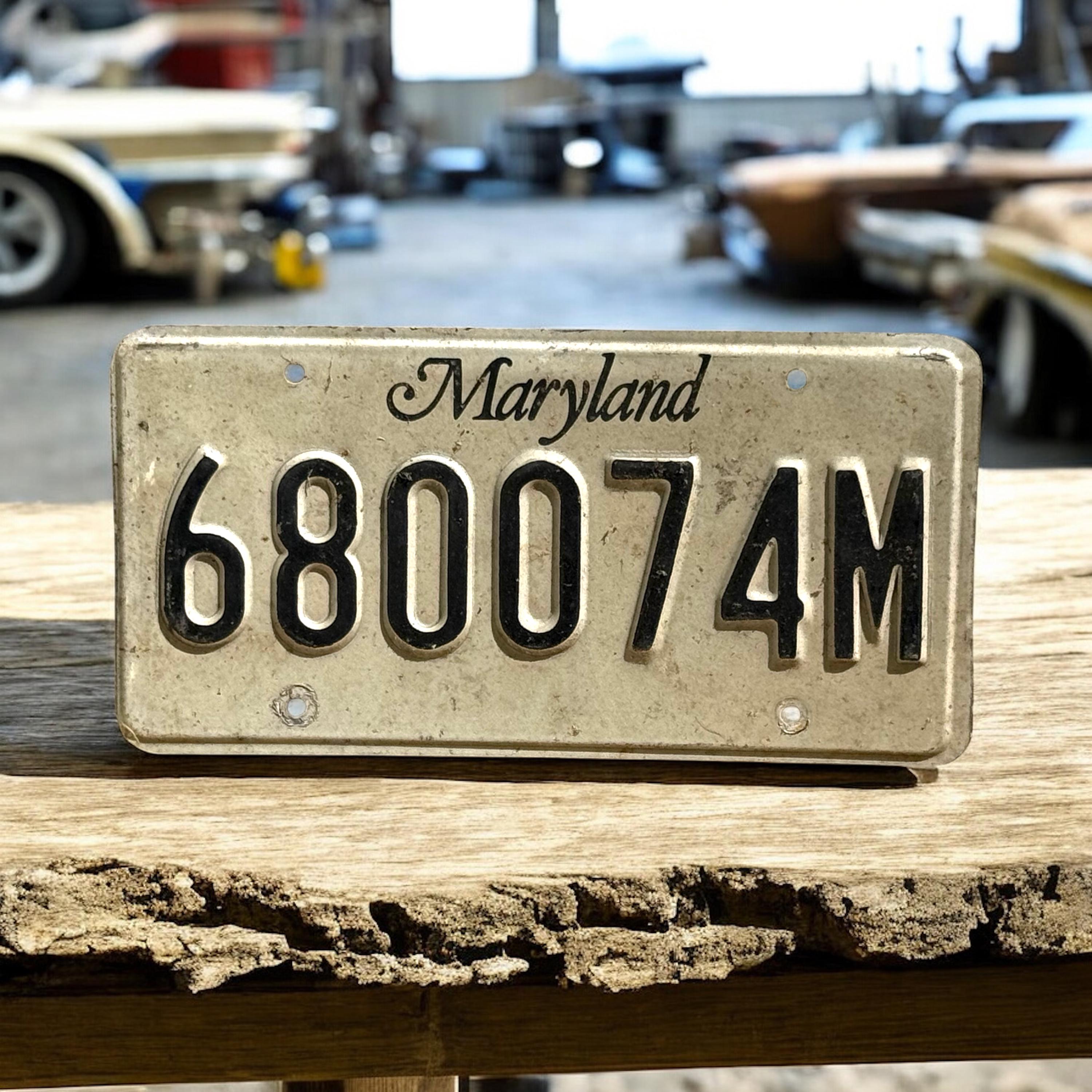 Pair of Vintage Maryland License Plates, 680074M, Matching 1990s
