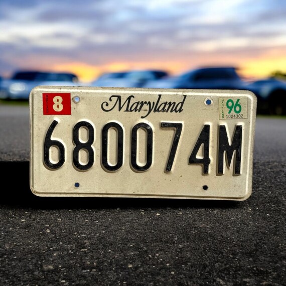 Pair of Vintage Maryland License Plates, 680074M, Matching 1990s
