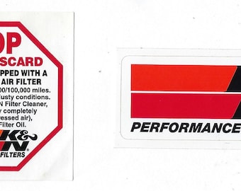 K&N Performance Filters Racing Decals Stickers Vintage Long Set of 2