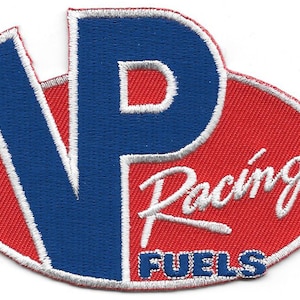 May include: A red and blue embroidered patch with the text "VP Racing Fuels" in white.