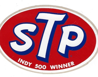 STP Indy 500 Winner Racing Decal Sticker 4-1/2 Inches Long by 3 inches high Vintage Single Decal