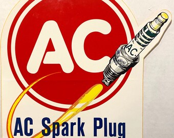 Old Vintage AC Spark Plug Advertising Embroidered Mechanic Uniform Cloth Patch