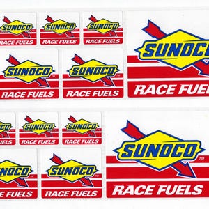 Sunoco Racing Decals Sticker Sheet of 6 Set of 2 Vintage