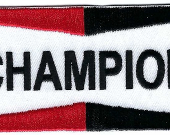 Champion Racing Patch 4 Inches Long Size Iron On Embroidered