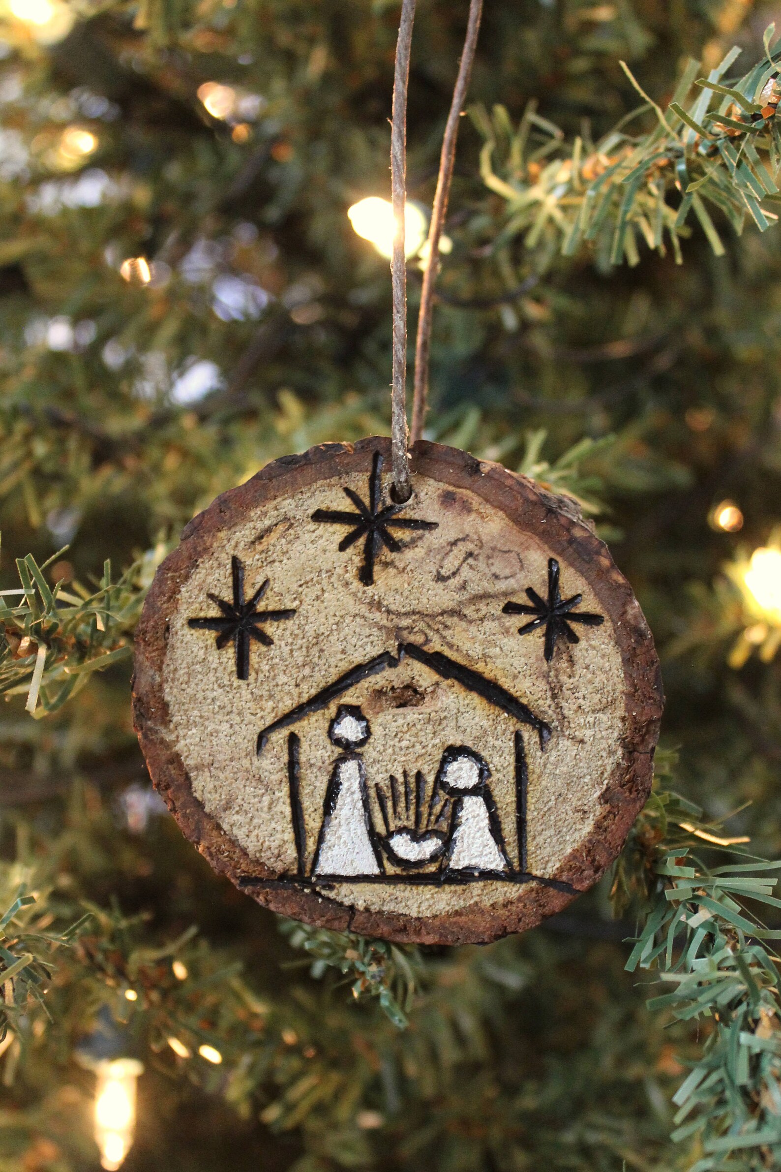 Ornaments Wood Slice Wood Burned Christmas Trees Ornaments Etsy