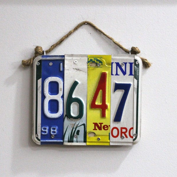 ADDRESS HOUSE NUMBER Home Rustic Typography License Plate Recycled Salvaged Upcycled Reclaimed Wood Unique Sign Steampunk Free Shipping