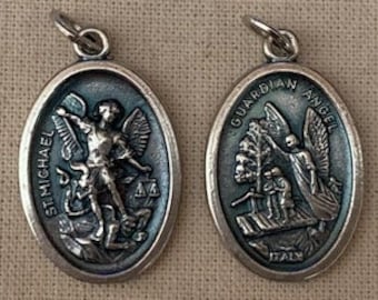 Saint Michael medal/charm * Guardian Angel (back) medal/charm Italy