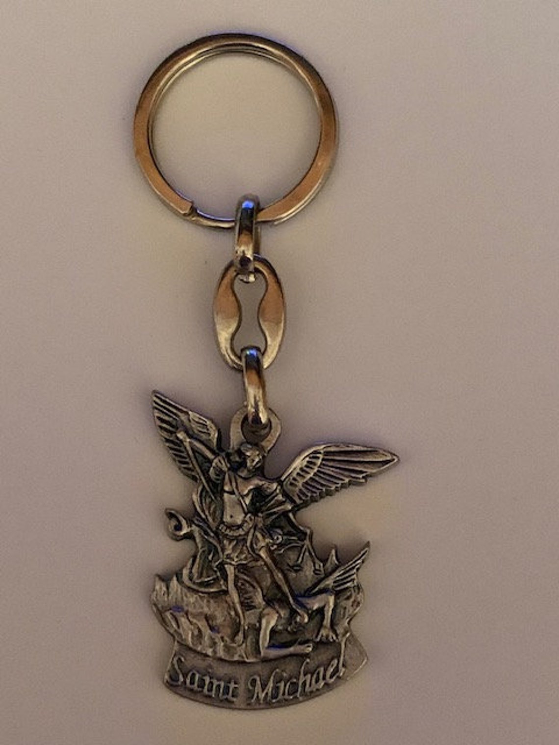 Saint Michael Archangel Keychain Etsy