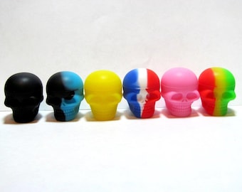 3 Molded Silicone Skull Containers 3ML Non-Stick Container Colorful NEW