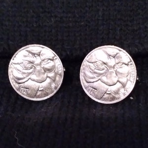 NCL7 Elegant Vintage Coin Nickel tone Cuff links