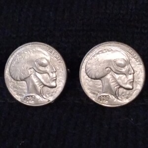 NCL3 Elegant Vintage Coin Nickel tone Cuff links