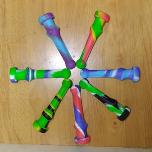 Molded Silicone Straight Pipe With Lid Colorful Swirl NEW