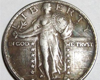 Trick 1918/1920 Two Face Standing Liberty Quarter Toned Novelty Coin TFC 60